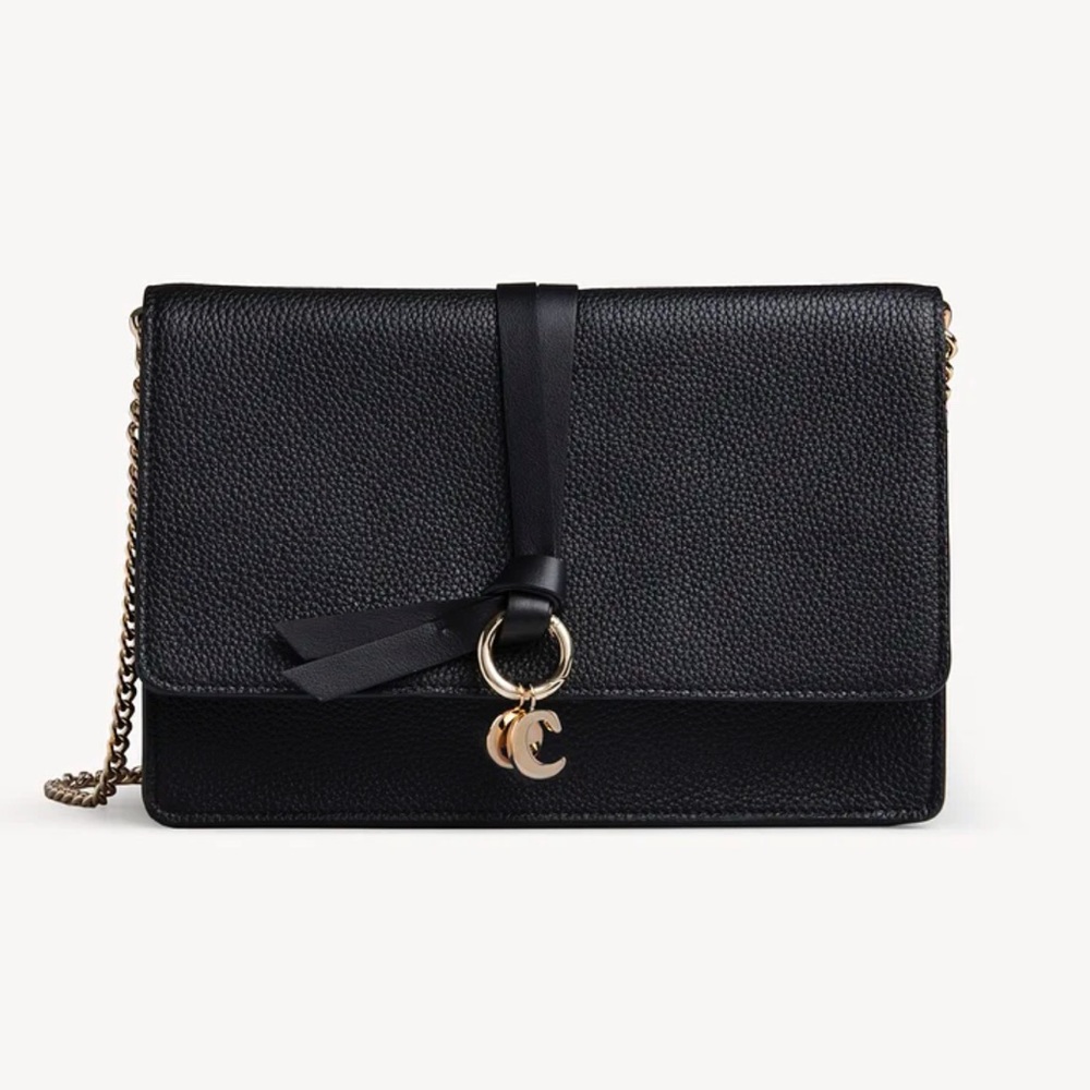 Chloe Alphabet Pebbled Leather Chain Crossbody Bag